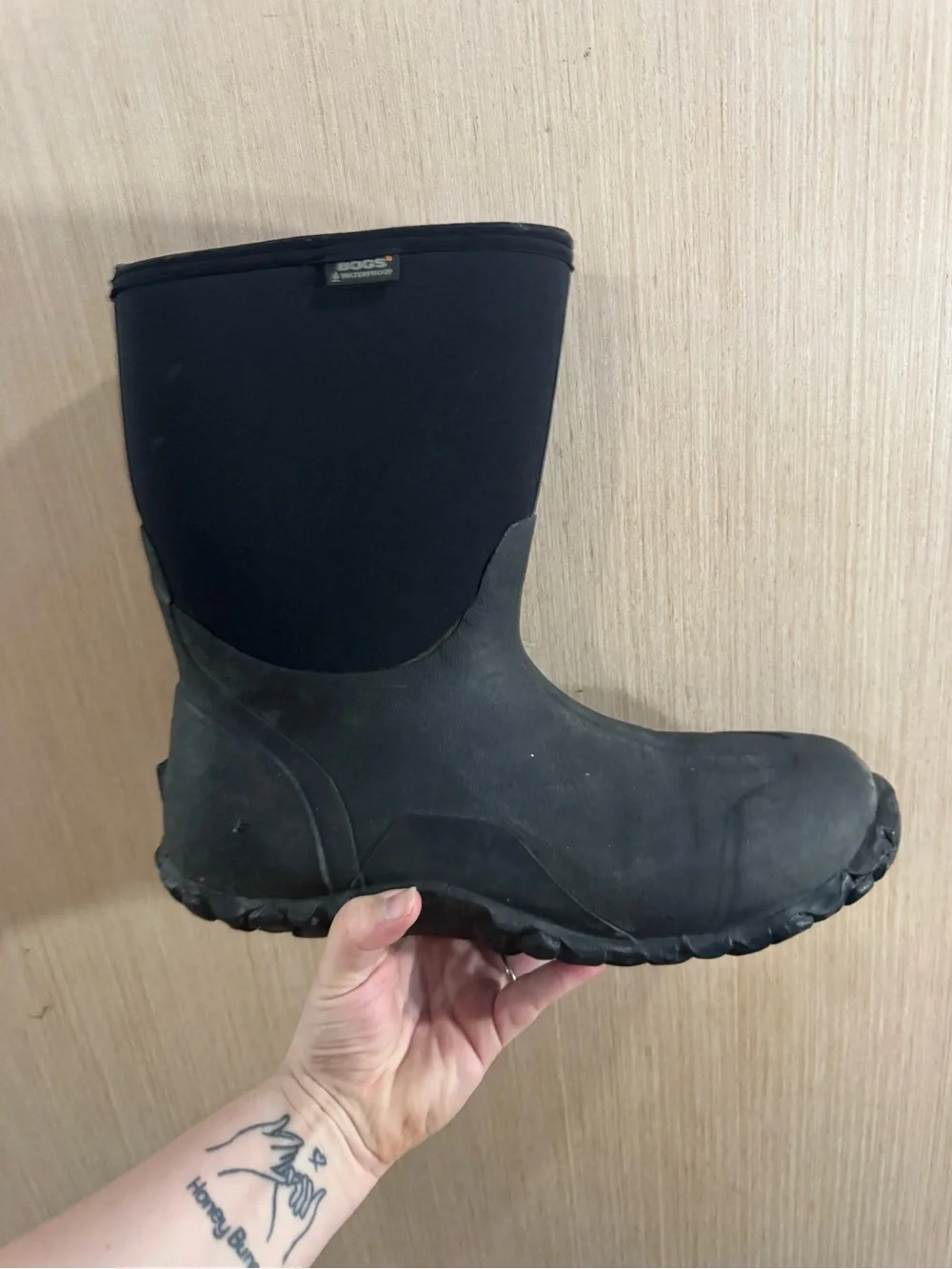 Men’s Bogs Neo Tech All-Black Waterproof Neoprene Rain Boots Size 17